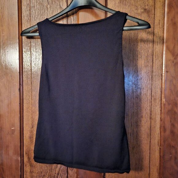 Ann Taylor Black Sleeveless Stretch Layer Top Size M Wardrobe Staple - Picture 3 of 3